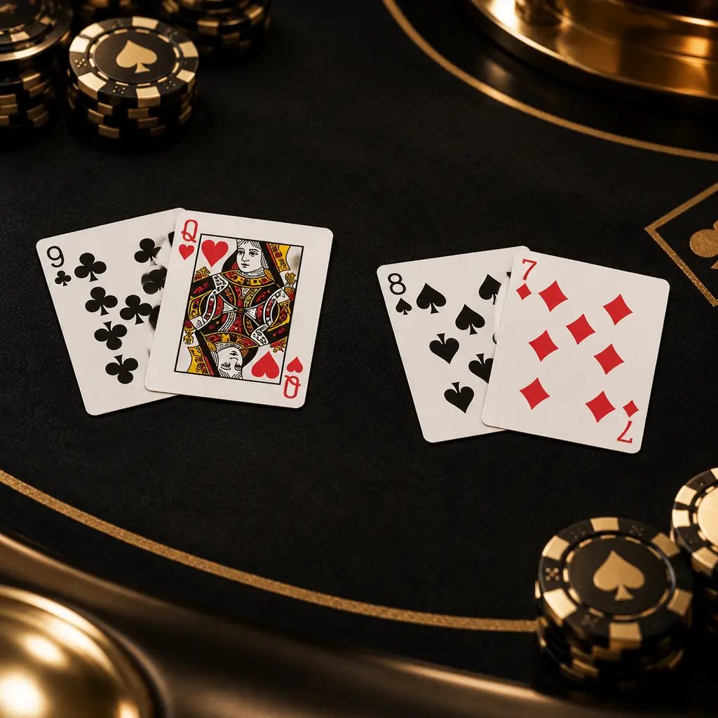 Ilustrasi dua kelompok kartu untuk pembahasan baccarat